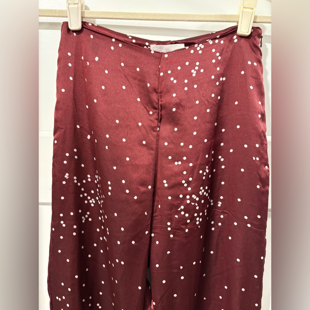 Line + Dot Burgundy Flared Pants - Picture 3 of 12
